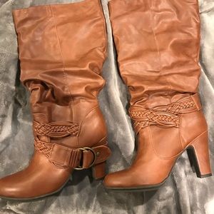 Brown calf length boots size 10m